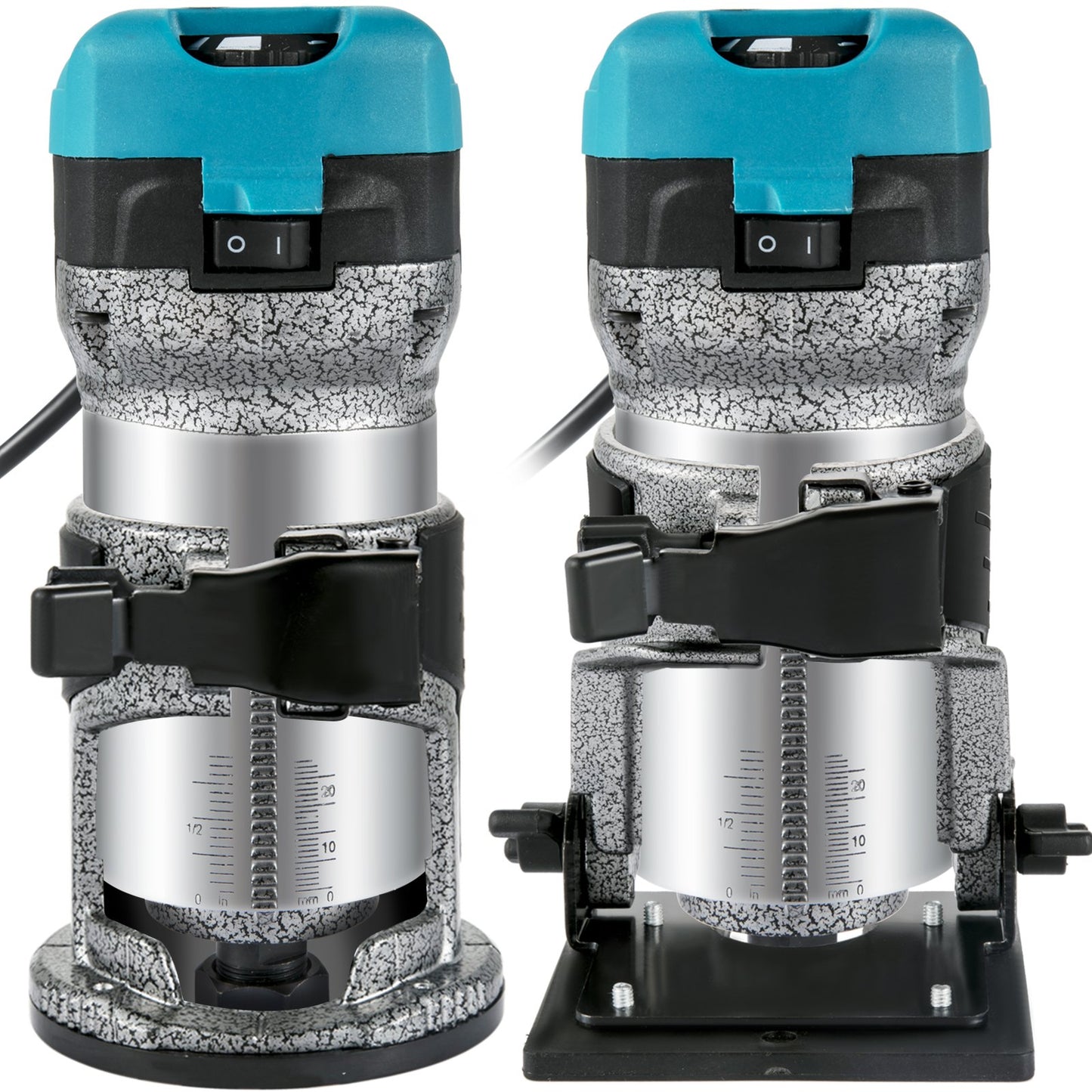 Överfräsverktyg, 710W träöverfräs, överfräs för träbearbetning med 3 fräshylsor, träöverfräsverktyg med fast & nedsänknings- & tiltbas, träbearbetningsfräs med aluminiumskal & 13000-33000 r/min rotationshastighet