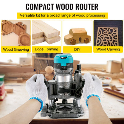 Router tool, 710W wood router, router for woodworking with 3 milling sleeves, wood router tool with fixed &amp; plunge &amp; tilt &amp; offset base, woodworking router with aluminum shell &amp; variable rotation speed