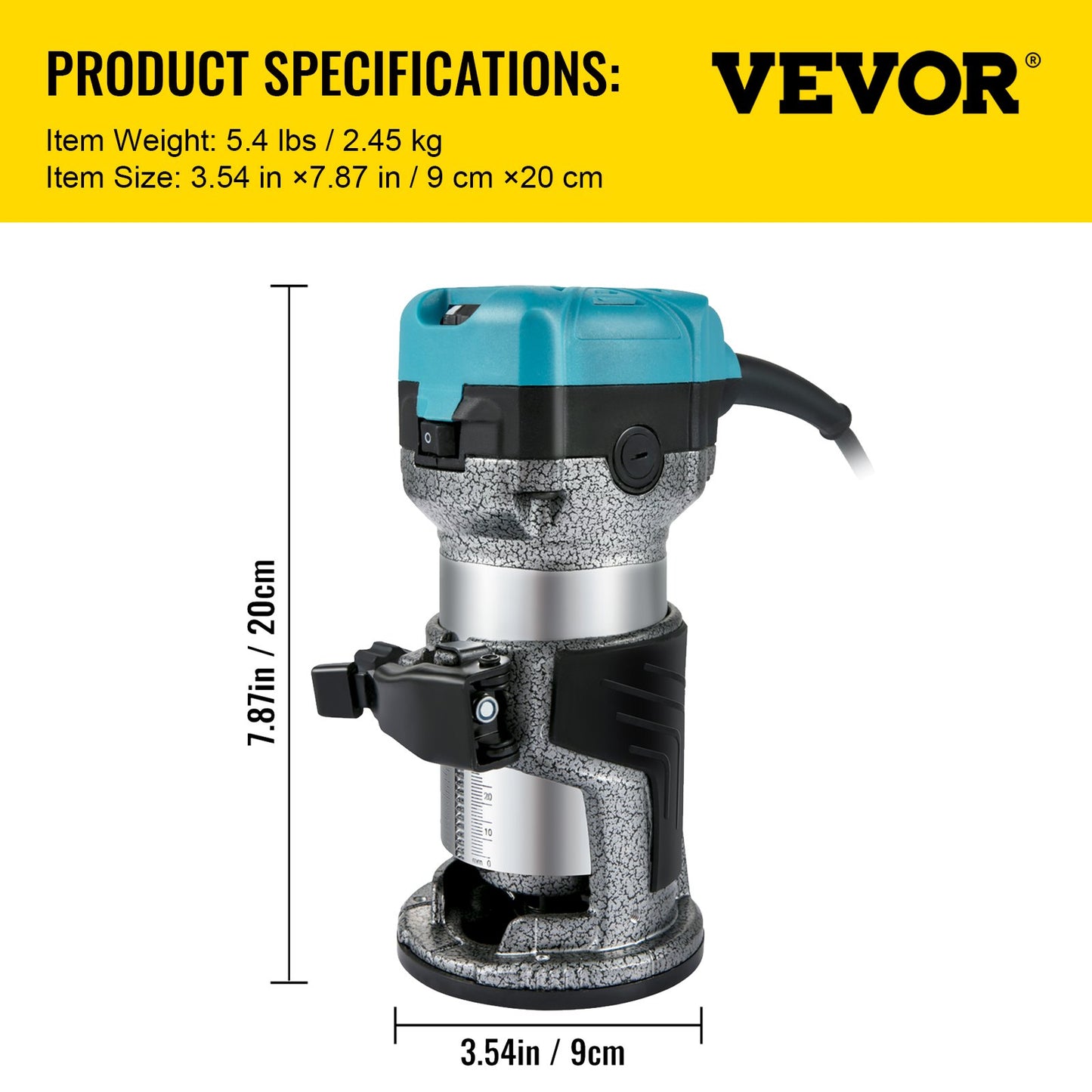 Router tool, 710W wood router, router for woodworking with three milling sleeves, wood milling tool with fixed base, woodworking router with aluminum shell and 13000 - 33000 rpm rotation speed