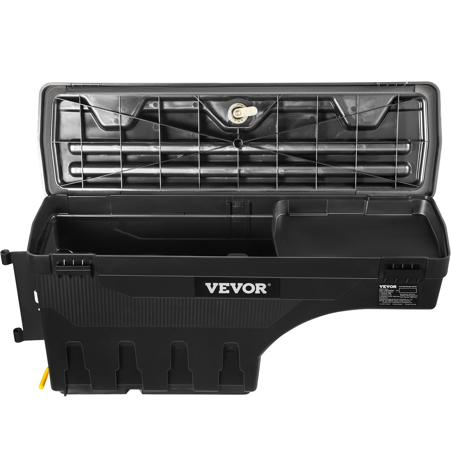 Aufbewahrungsbox für die Ladefläche, verschließbarer Deckel, wasserdichter ABS-Radkasten-Werkzeugkasten 6,6 Gal/20 L mit Passwort-Vorhängeschloss, kompatibel mit Dodge Ram 1500 2019-2021, Fahrerseite, Schwarz