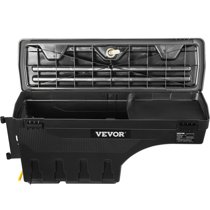 Aufbewahrungsbox für die Ladefläche, verschließbarer Deckel, wasserdichter ABS-Radkasten-Werkzeugkasten 6,6 Gal/20 L mit Passwort-Vorhängeschloss, kompatibel mit Dodge Ram 1500 2019-2021, Fahrerseite, Schwarz