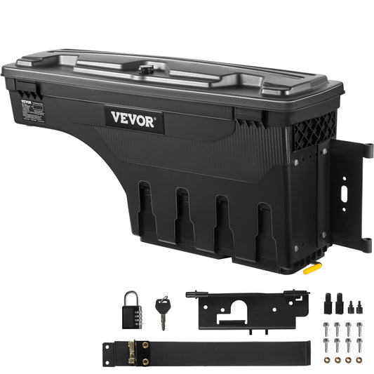 Truck Bed Storage Box, Låsbart lock, Vattentät ABS Wheel Well Tool Box 6,6 Gal/20 L med lösenordshänglås, Kompatibel med Dodge Ram 1500 2019-2021, Passagerarsida, Svart