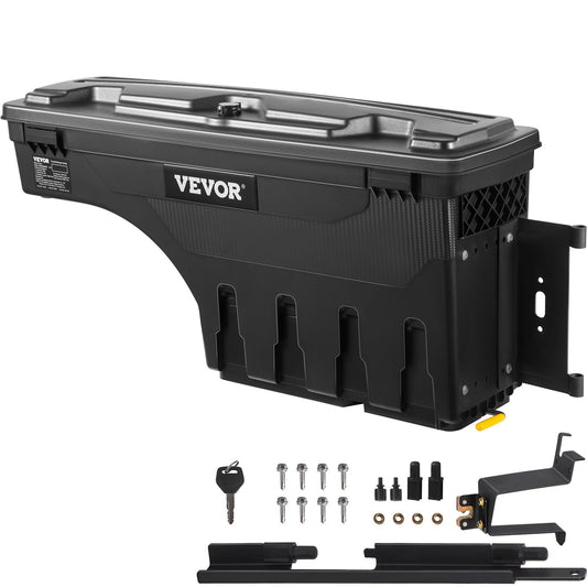 Truck Bed Storage Box, Låsbart lock, Vattentät ABS Wheel Well Tool Box 6,6 Gal/20 L, Kompatibel med Chevrolet Silverado 1500 GMC Sierra 1500 2019-2021, Passagerarsida, Svart
