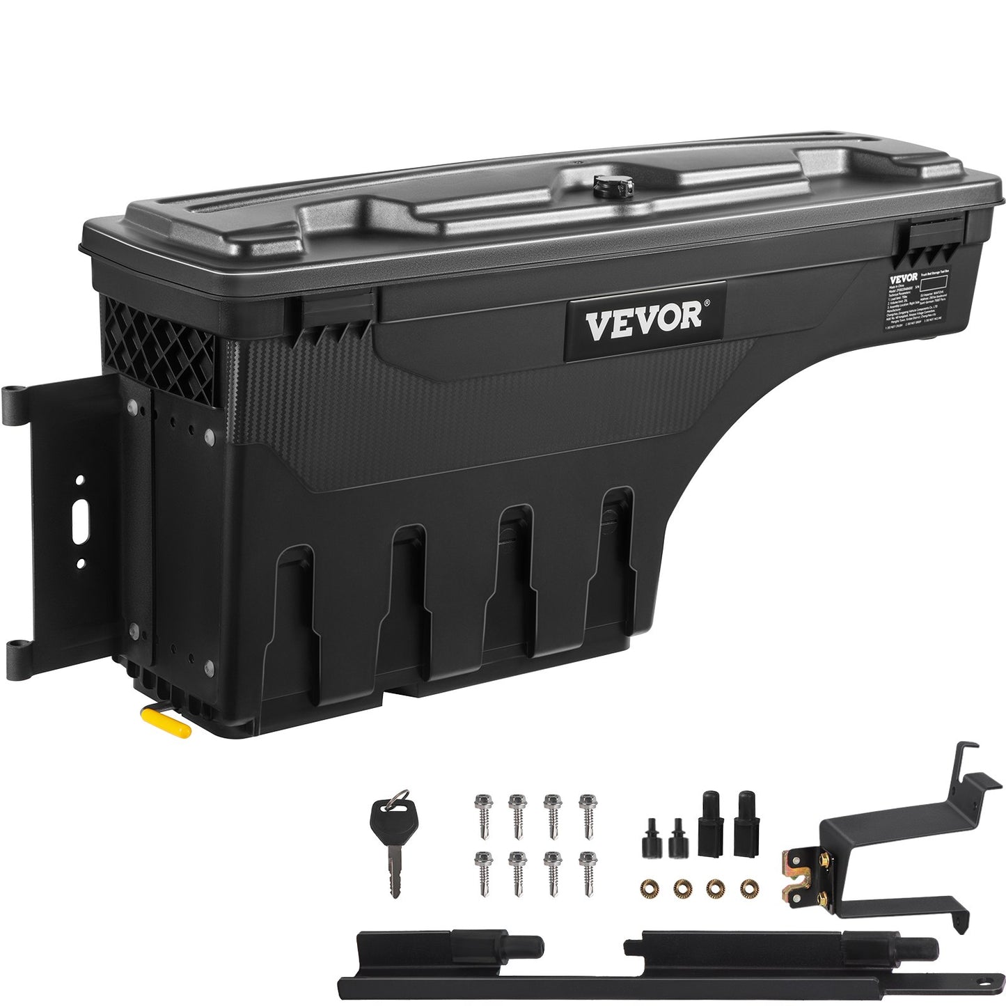 Truck Bed Storage Box, Låsbart lock, Vattentät ABS Wheel Well Verktygslåda 6,6 Gal/20 L, Kompatibel med Chevrolet Silverado 1500 GMC Sierra 1500 2019-2021, Förarsida, Svart