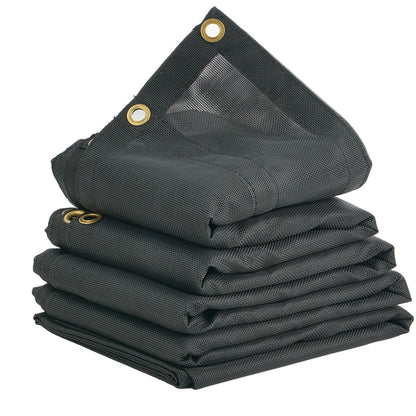 Dump Truck Mesh Tarp, 8 x 18 ft, PVC-belagd svart kraftigt skydd med 5,5" 18 oz dubbelficka, mässingshylsor, förstärkt dubbelnålssömsväv passar manuellt eller elektriskt dumpersystem