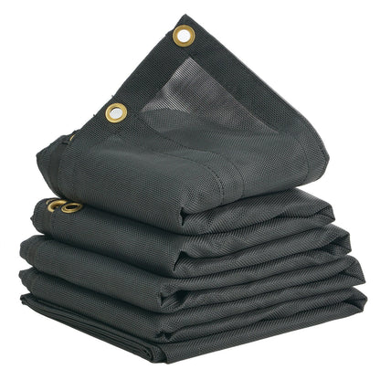 Dump Truck Mesh Tarp, 8 x 18 ft, PVC-belagd svart kraftigt skydd med 5,5" 18 oz dubbelficka, mässingshylsor, förstärkt dubbelnålssömsväv passar manuellt eller elektriskt dumpersystem