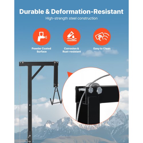 lastbilshitch viltlyft, 300 lbs lastkapacitet, jakthjortlyft med 2-tums mottagare, 360-graders svängbar axel och justerbar höjd, inkluderar gambrelvinsch för flåing och rengöring av vilt |  EU