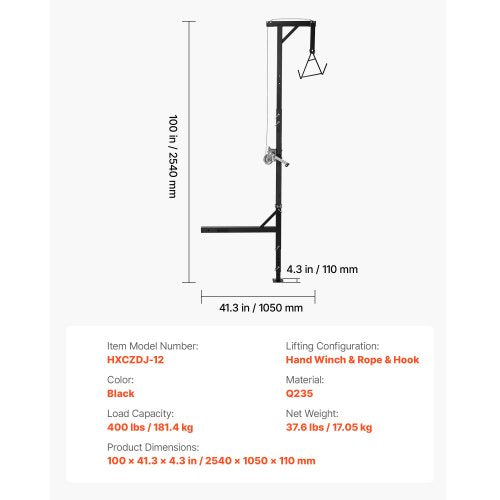 lastbilshitch viltlyft, 180 kg lastkapacitet, jakthjortlyft med 5 cm mottagare, 360 graders svängbar axel och justerbar höjd, inkluderar gambrelvinsch för flåing och rengöring av vilt |  EU