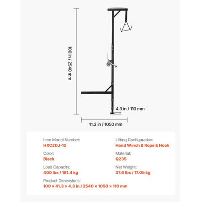 lastbilshitch viltlyft, 180 kg lastkapacitet, jakthjortlyft med 5 cm mottagare, 360 graders svängbar axel och justerbar höjd, inkluderar gambrelvinsch för flåing och rengöring av vilt |  EU