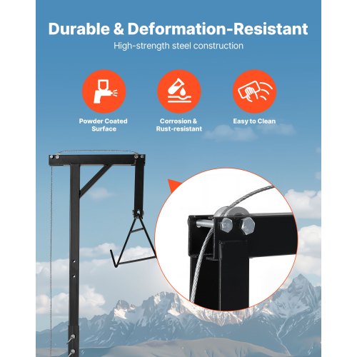 lastbilshitch viltlyft, 500 lbs lastkapacitet, jakthjortlyft med 2-tums mottagare, 360-graders svängbar axel och justerbar höjd, inkluderar gambrelvinsch för flåing och rengöring av vilt |  EU