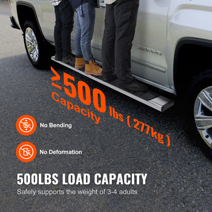 Löpbrädor, 6" stegstänger kompatibla med 2007-2018 Chevy Silverado/GMC Sierra 1500 Crew Cab/2019 2500HD 3500HD 1500 LD, 201 sidosteg i rostfritt stål Nerf-stänger, 500LBS kapacitet, 2 st.
