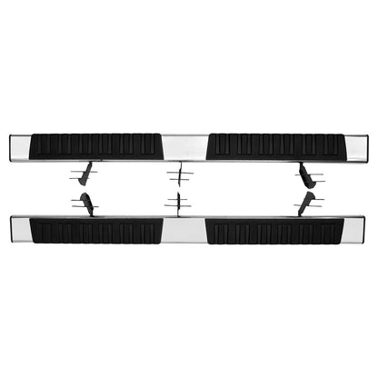 Löpbrädor, 6" stegstänger kompatibla med 2015-2023 Ford F150-Crew Cab/2017-2023 Ford F-250 F-350 Super Duty Crew Cab, 201 rostfria sidosteg Nerf-stänger, 500 LBS kapacitet, 2 delar