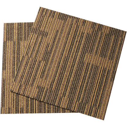 Carpet Tiles Reusable, 20" x 20" Carpet Tiles with Padding Attached, Soft Padded Carpet Tiles, Easy Install DIY for Living Room Bedroom (12 Tiles, Mixed Brown)