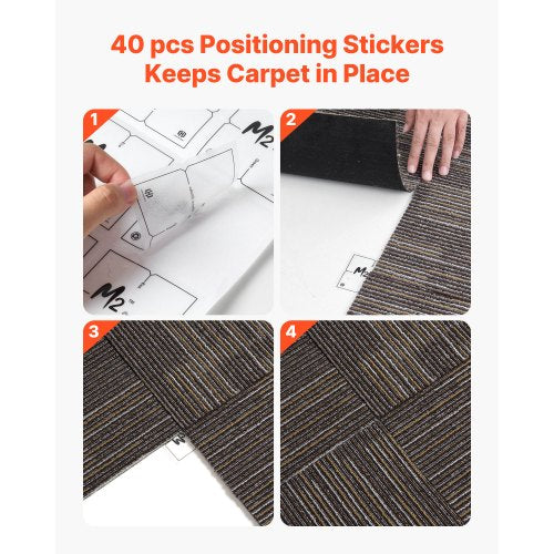 Mattplattor Återanvändbara 610x610 mm, 24 ST Modulär Matta Fyrkantig Matta, Kommersiell Golv Mjuk Vaddering För Sömlöst Överdrag 8,9㎡, Enkelt Gör-det-själv-Ersättning För Vardagsrum Sovrum Inomhus, Grå & Brun |  EU