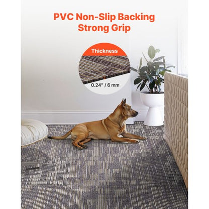 Mattplattor Återanvändbara 610x610 mm, 24 ST Modulär Matta Fyrkantig Matta, Kommersiell Golv Mjuk Vaddering För Sömlöst Överdrag 8,9㎡, Enkelt Gör-det-själv-Ersättning För Vardagsrum Sovrum Inomhus, Grå & Brun |  EU