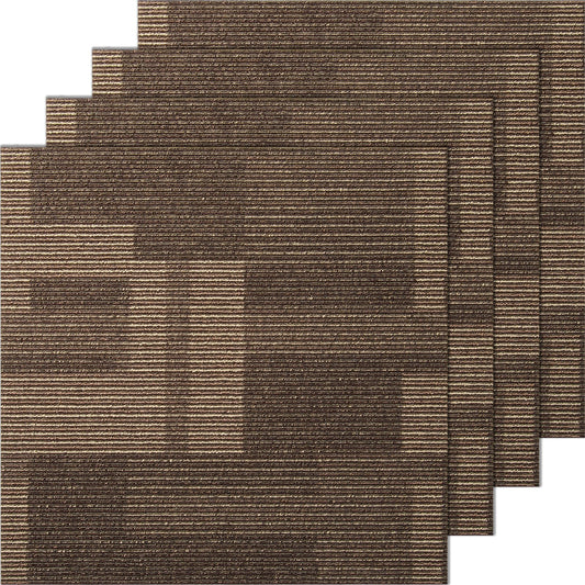 Carpet Tiles Reusable, 24" x 24" Carpet Tiles with Padding Attached, Soft Padded Carpet Tiles, Easy Install DIY for Living Room Bedroom (24 Tiles, Mixed Brown)