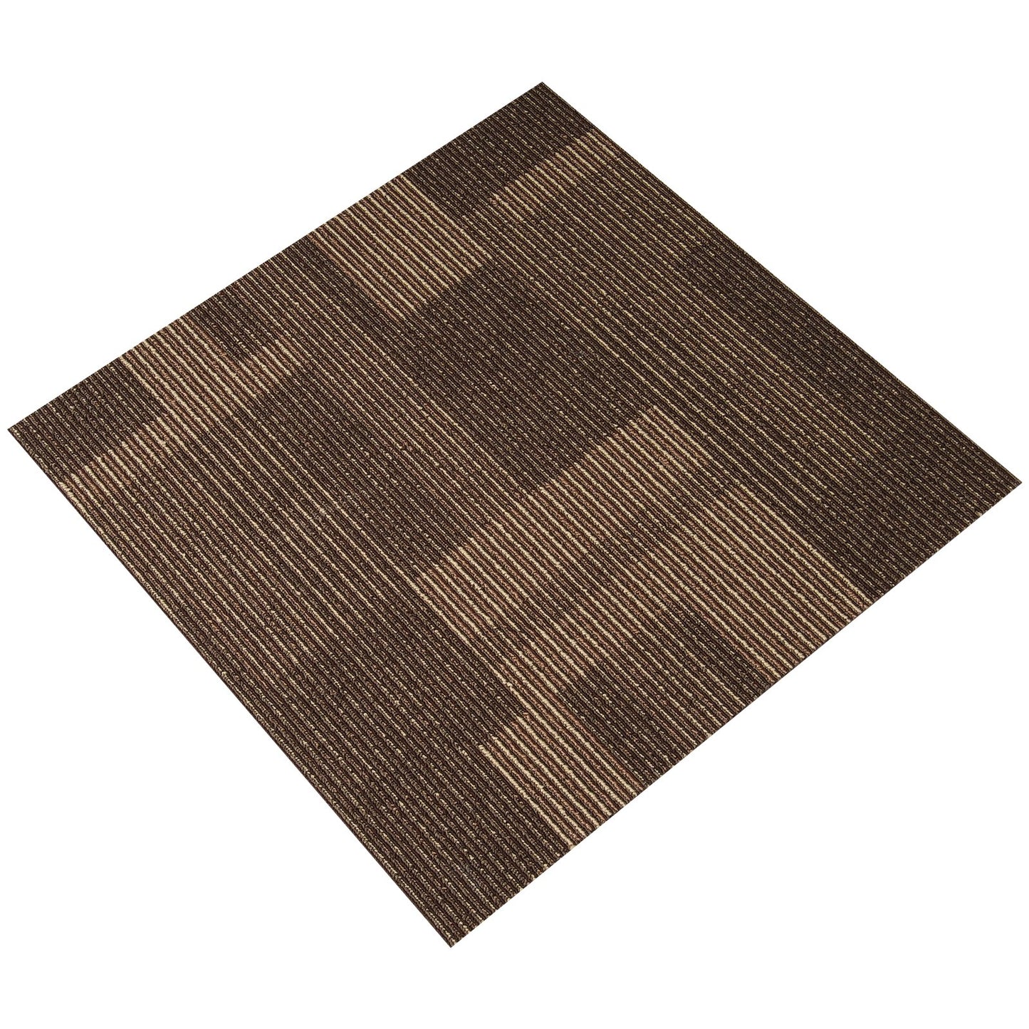 Carpet Tiles Reusable, 24" x 24" Carpet Tiles with Padding Attached, Soft Padded Carpet Tiles, Easy Install DIY for Living Room Bedroom (24 Tiles, Mixed Brown)