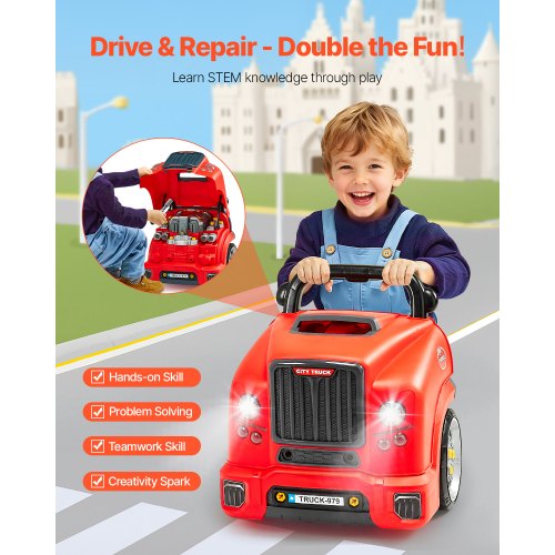 Motor Toy Kids Mechanic Car Repair Set with Removable Parts Red | EU