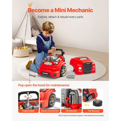 Motor Toy Kids Mechanic Car Repair Set with Removable Parts Red | EU