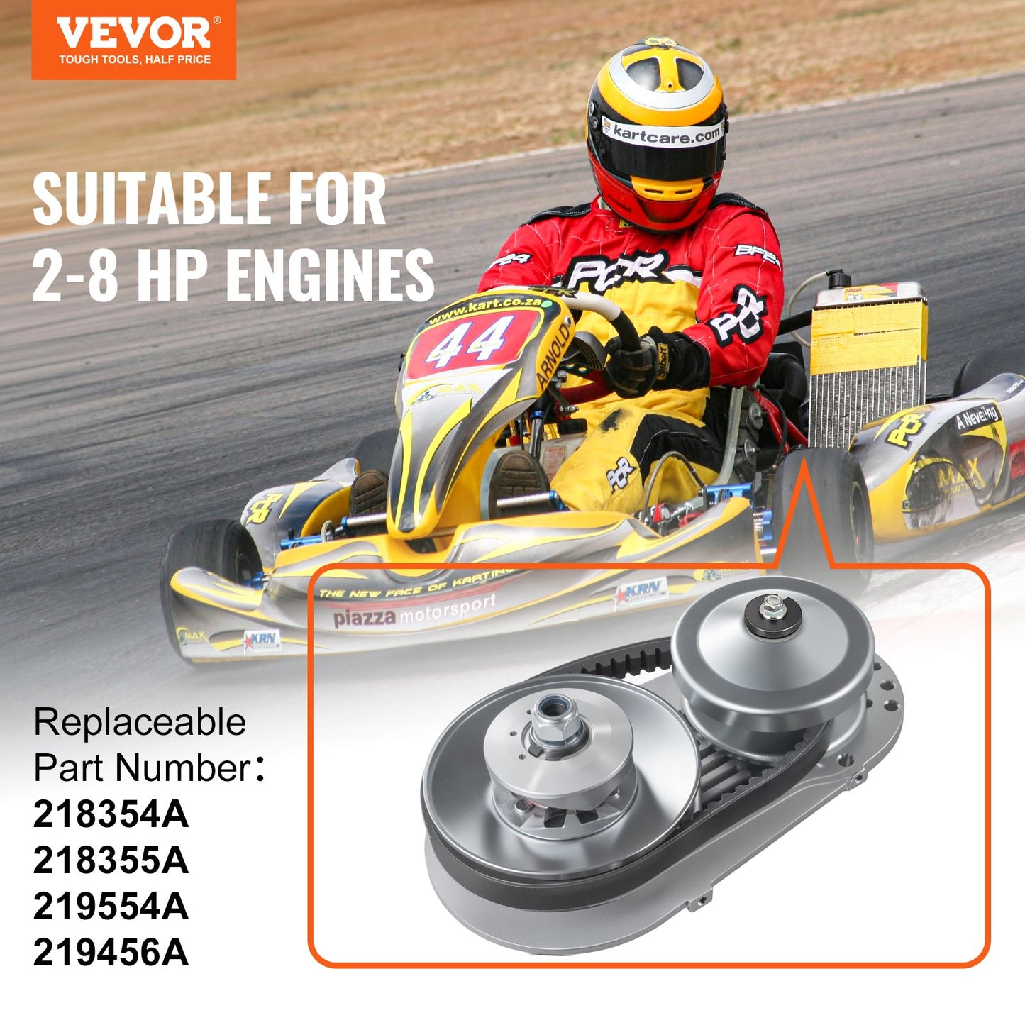 2000 RPM Drive Clutch Durable clutch with 2-8 hp motor and rubber belt