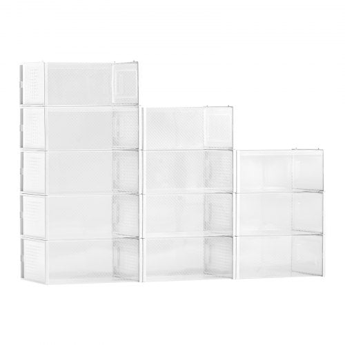 Skoförvaringslådor 12-pack Stapelbara förvaringsorganisatörer US-storlek 11 Vita
