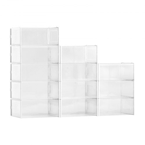 Skoförvaringslådor 12-pack Stapelbara förvaringsorganisatörer US-storlek 11 Vita