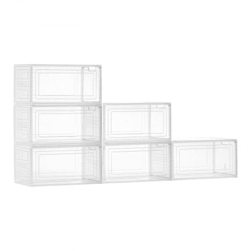 Skoförvaringslådor 6 st Stapelbara Skokartonger US Storlek 13 Transparent Vita