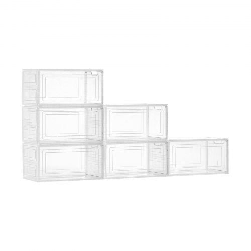 Skoförvaringslådor 6 st Stapelbara Skokartonger US Storlek 13 Transparent Vita