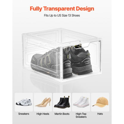 Skoförvaringslådor 9 st Stapelbara Skokartonger US Storlek 13 Transparent Vita