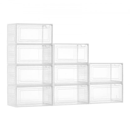 Skoförvaringslådor 9 st Stapelbara Skokartonger US Storlek 13 Transparent Vita