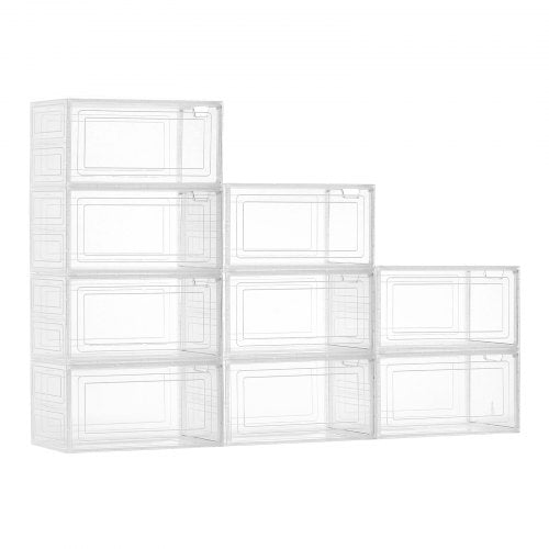 Skoförvaringslådor 9 st Stapelbara Skokartonger US Storlek 13 Transparent Vita