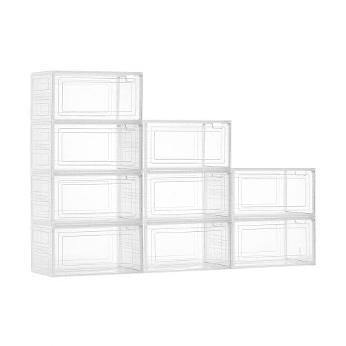 Skoförvaringslådor 9 st Stapelbara Skokartonger US Storlek 13 Transparent Vita