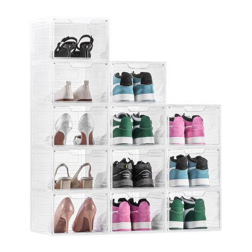Skoförvaringslådor 12 st Stapelbara Skokartonger US Storlek 13 Transparent Vita