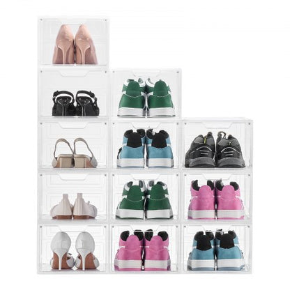 Skoförvaringslådor 12 st Stapelbara Skokartonger US Storlek 13 Transparent Vita