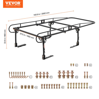 Truck Rack Pickup Ladder Rack 1000lbs Capacity 43.3"-63" Width for Lumber