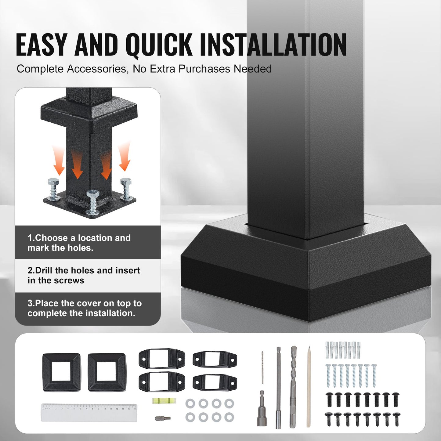 2-3 Step Handrails for Outdoor Stairs for Seniors Porch Deck Post