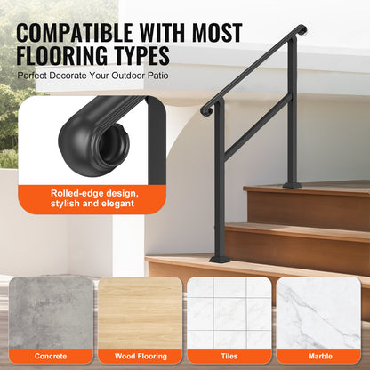 2-3 Step Handrails for Outdoor Stairs for Seniors Porch Deck Post