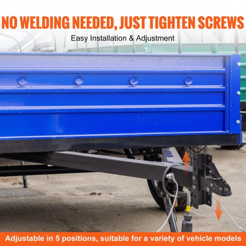 justerbar släpvagnskoppling och 5-positions kanalfästesats, 2-5/16" dragkula, 15 000 lbs kapacitet, kraftigt gjuten kanalmonterad koppling, för bogsering av husbil, pickup, SUV, svart beläggning |  EU