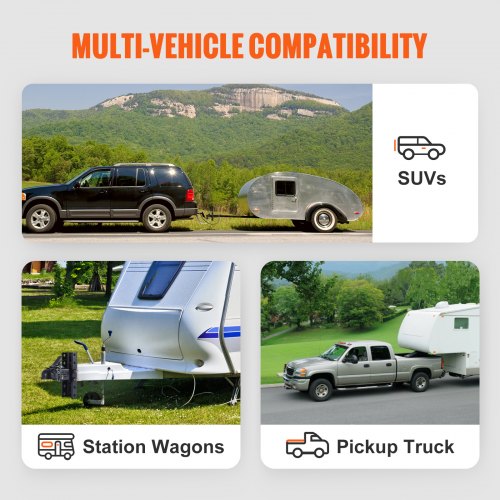 justerbar släpvagnskoppling och 5-positions kanalfästesats, 2-5/16" dragkula, 15 000 lbs kapacitet, kraftigt gjuten kanalmonterad koppling, för bogsering av husbil, pickup, SUV, svart beläggning |  EU