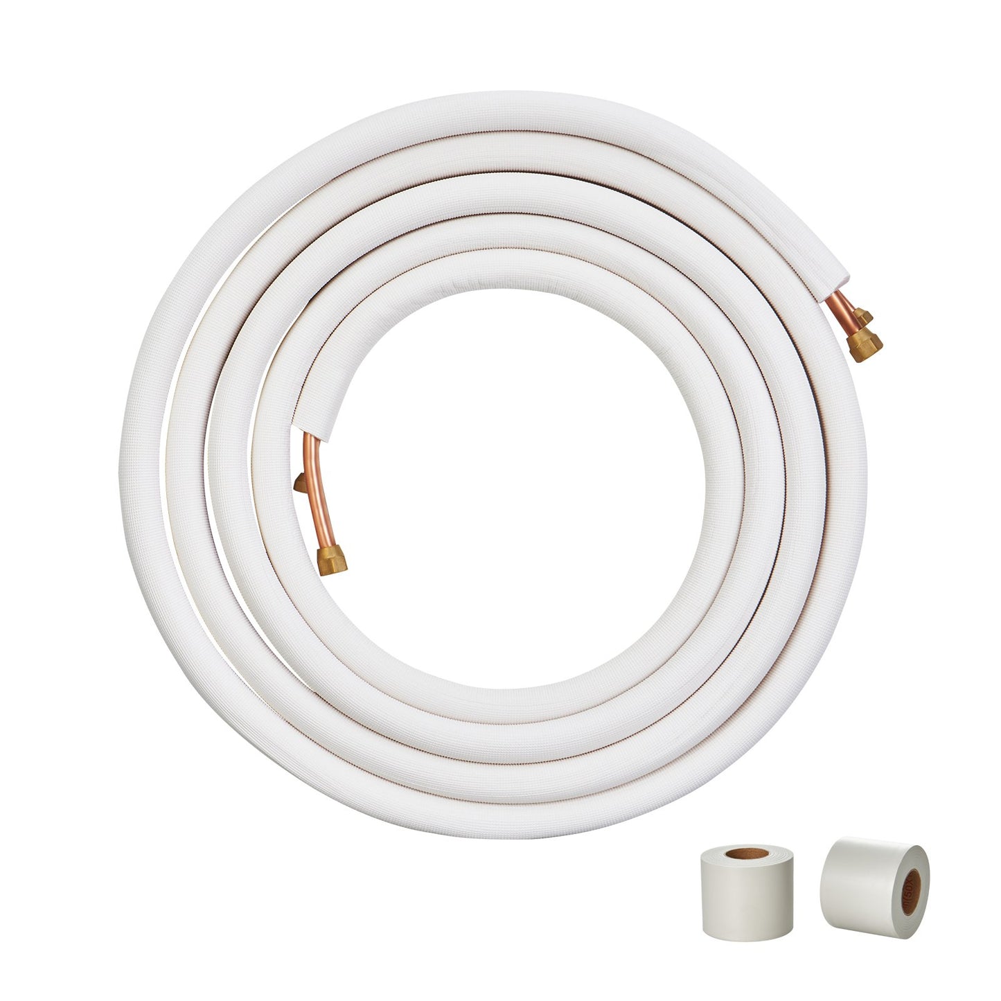 7620mm Mini Split Line Set, 6.4 &amp; 12.7mm OD Copper Pipe and Triple Layer Insulation, for Mini Split Air Conditioning Refrigerant or Heat Pump Equipment &amp; HVAC with Wrapping Strips.