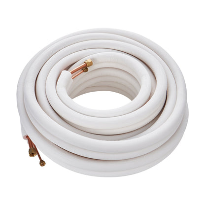 15240 mm Mini Split Line Set, 6,4 & 12,7 mm OD kopparrör och trippelskiktsisolering, för Mini Split Air Conditioning Köldmedium eller Värmepumputrustning & VVS med omslagsremsor.