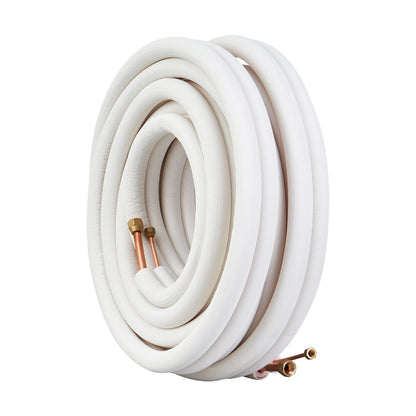 15240 mm Mini Split Line Set, 6,4 & 12,7 mm OD kopparrör och trippelskiktsisolering, för Mini Split Air Conditioning Köldmedium eller Värmepumputrustning & VVS med omslagsremsor.