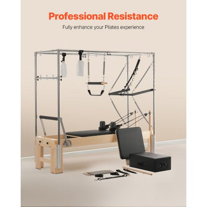 Pilates Reformer Wooden Pilates Machine Home Gym Exercise Equipment | EU