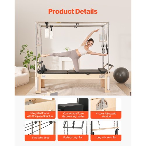 Pilates Reformer Wooden Pilates Machine Home Gym Exercise Equipment | EU