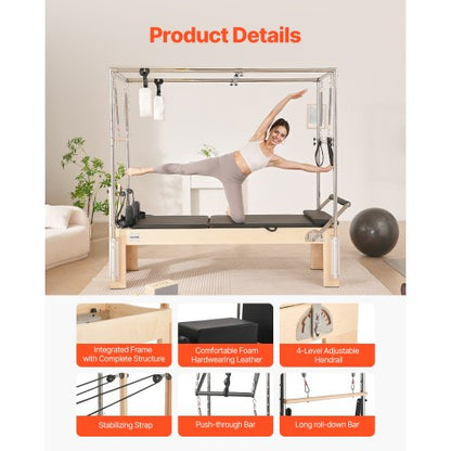 Pilates Reformer Wooden Pilates Machine Home Gym Exercise Equipment | EU
