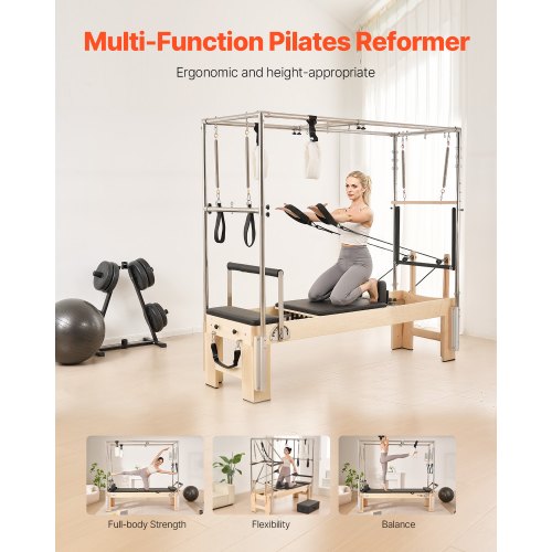 Pilates Reformer Wooden Pilates Machine Home Gym Exercise Equipment | EU