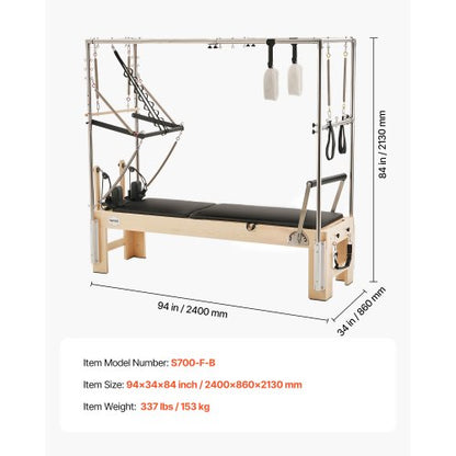 Pilates Reformer Wooden Pilates Machine Home Gym Exercise Equipment | EU