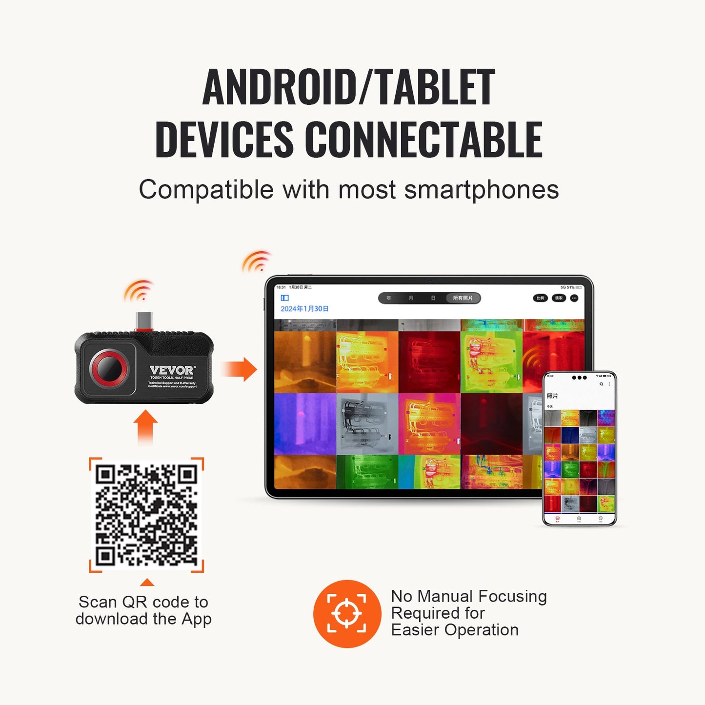 Wärmebildkamera für Android 256x192 IR-Auflösung 25Hz Bildwiederholrate
