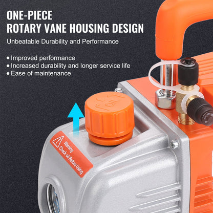 1/5 HP Single Stage Vacuum Pump, 3.5 CFM, 220-240V AC Air Conditioning Vacuum Pump, 1/4" SAE Male 1/2" ACME Male Inlet, for HVAC Repair, Refrigeration Maintenance, Resin Degassing