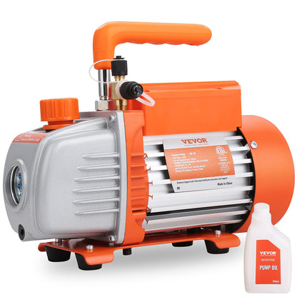 1/5 HP Single Stage Vacuum Pump, 3.5 CFM, 220-240V AC Air Conditioning Vacuum Pump, 1/4" SAE Male 1/2" ACME Male Inlet, for HVAC Repair, Refrigeration Maintenance, Resin Degassing
